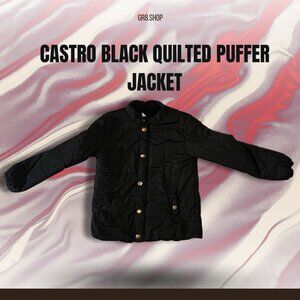 Castro Black Quilted Puffer Jacket For Kids Size 10-12Y With Gold Button Detaili